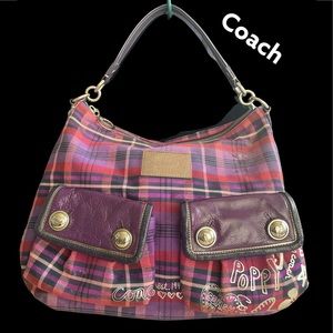 Coach Poppy Canvas Multicolor Plaid Bag